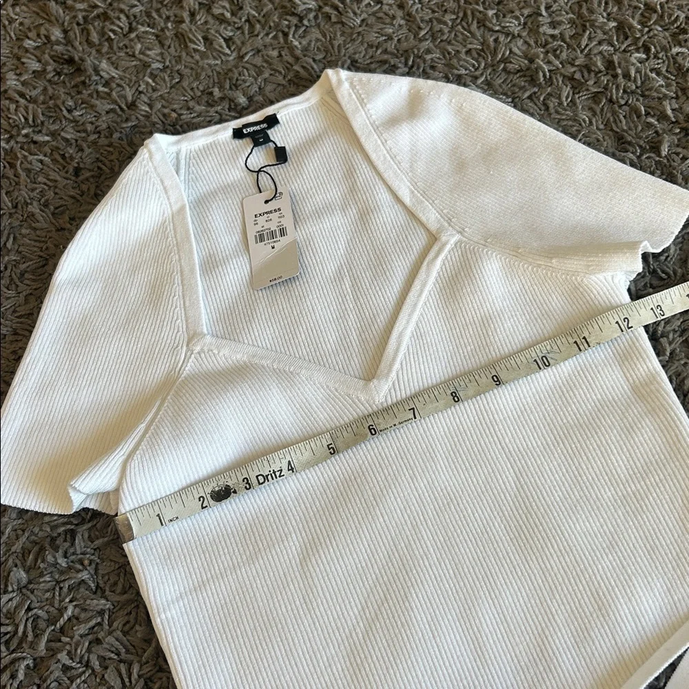 NWT Express White Ribbed Tie Around Crop Top Size Medium - Picture 6 of 9